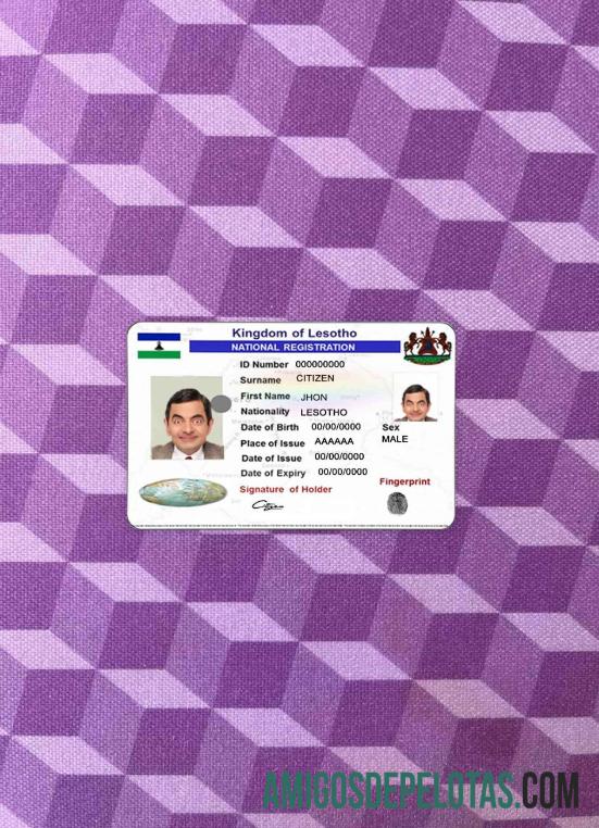 Lesotho nasional pendaftaran tampilan foto depan desain