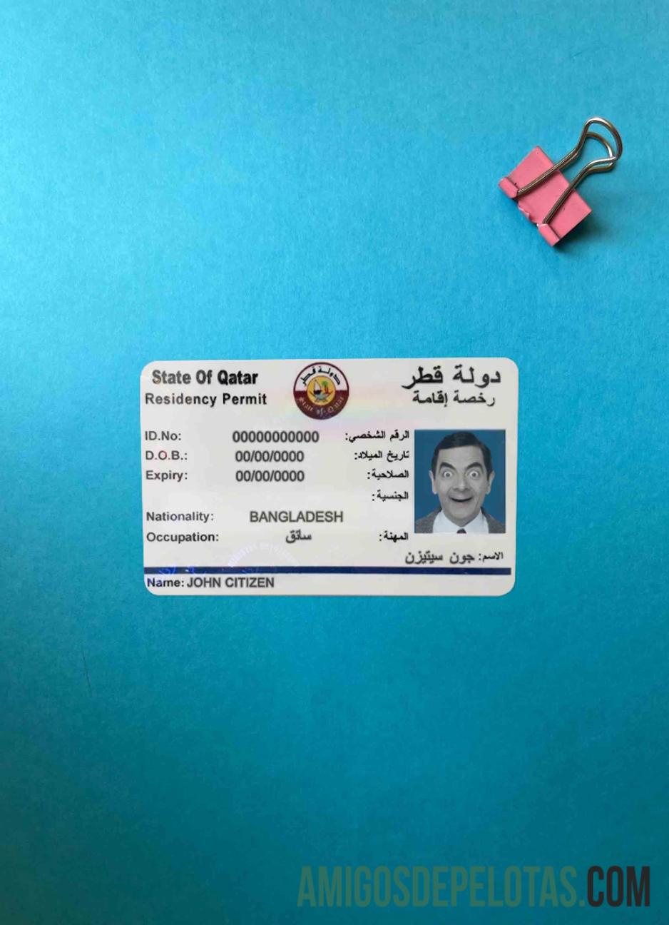 Qatar tempat tinggal izin tampilan foto depan sampel