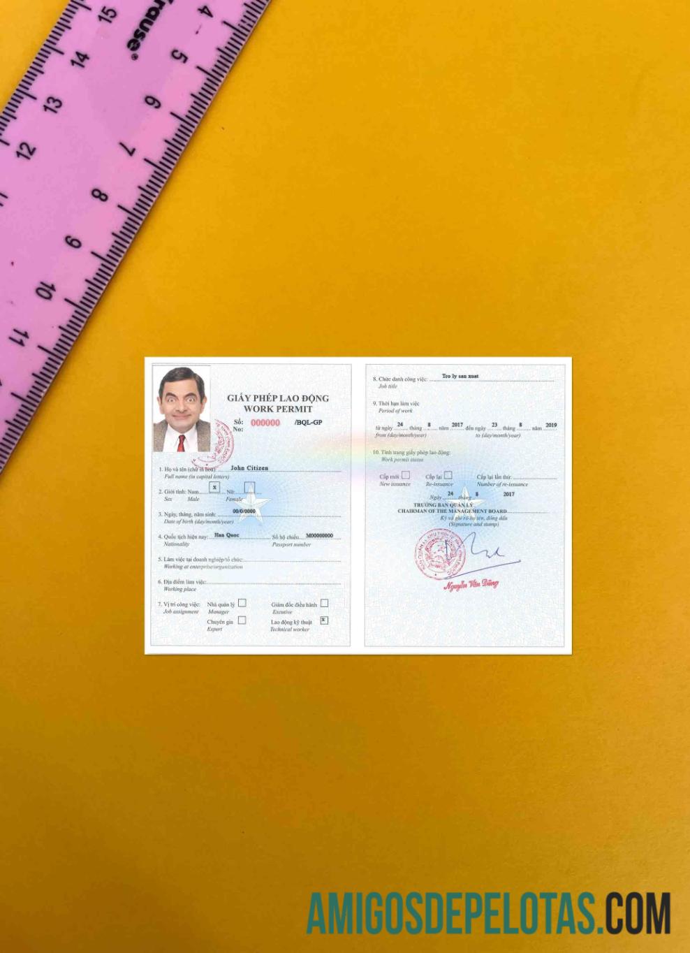 Vietnam kerja izin versi 2 tampilan foto desain