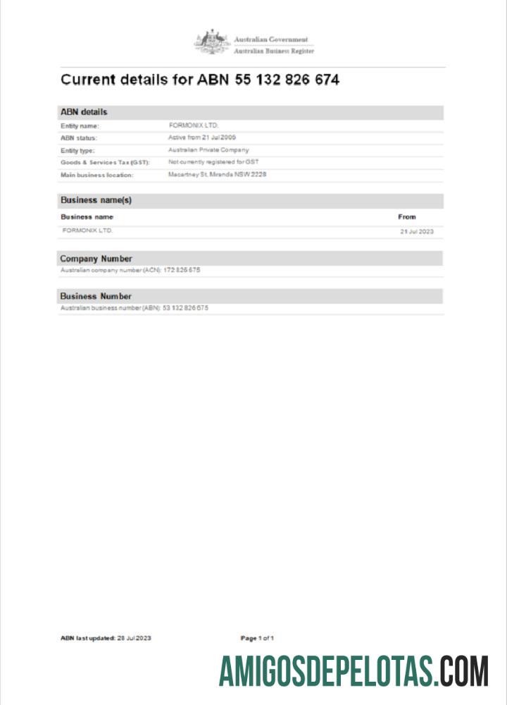 Profesional Australia bisnis pendaftaran Word and PDF templat scr