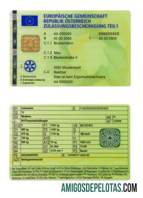 Austria vehicle pendaftaran sertifikat part 1 desain