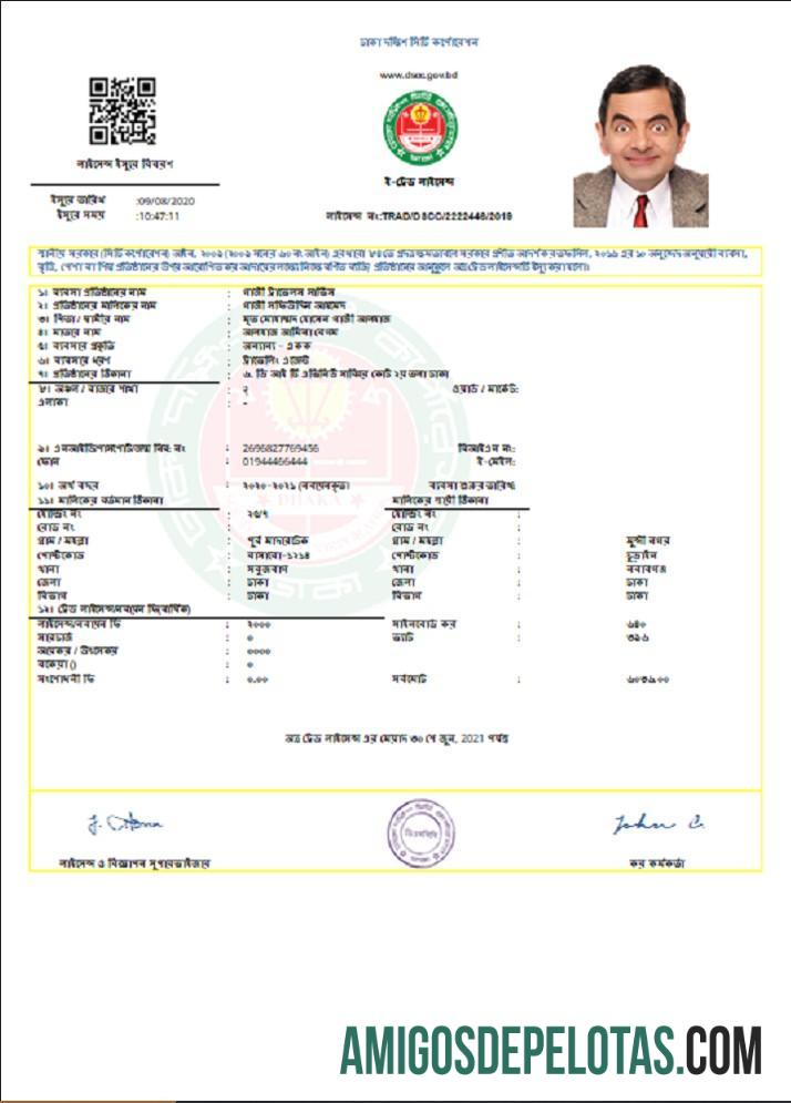 Premium Bangladesh Dhaka South City Corporation Gazi perjalanan layanan Trade licence templat in Word and PDF format, fully Dapat Diedit