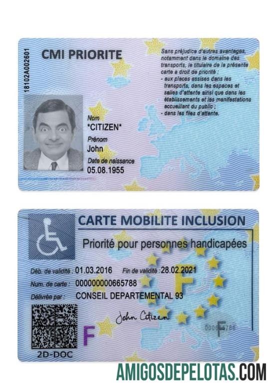 Prancis carte mobilite inclusion (CMI) sampel