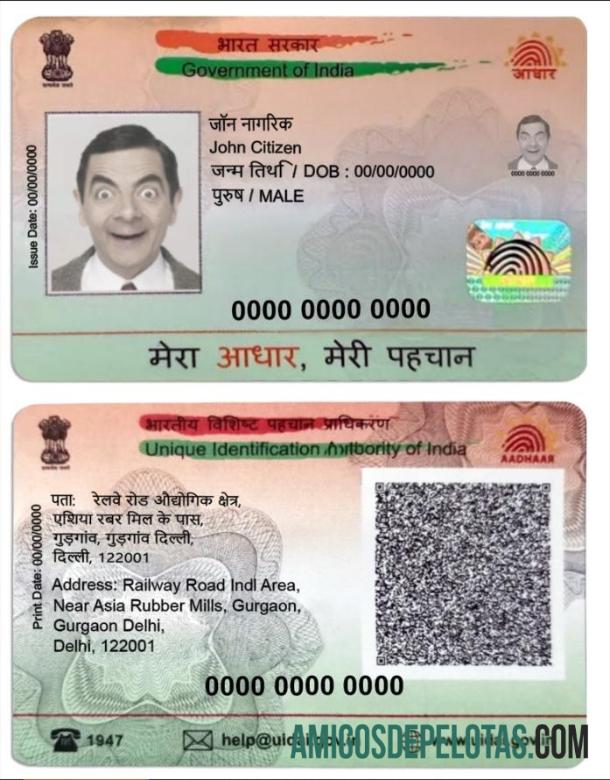 India Aadhaar PVC kartu desain