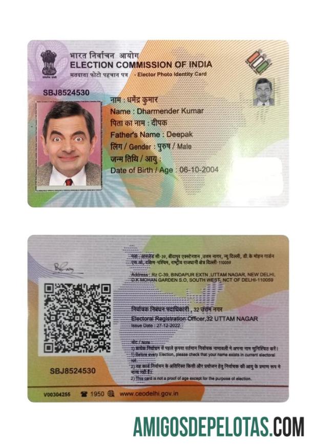 India elector Foto Kartu Identitas(proof of age) desain