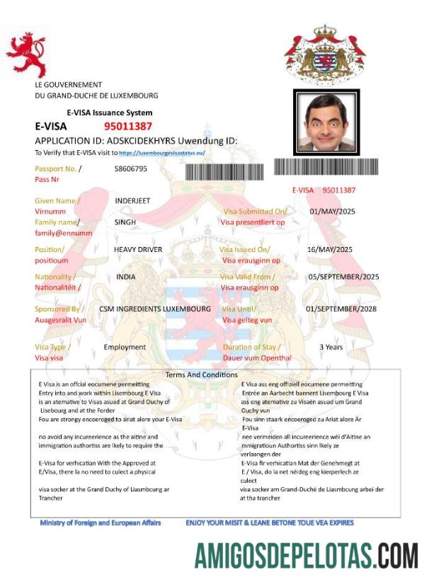 Luksemburg kerja izin sampel