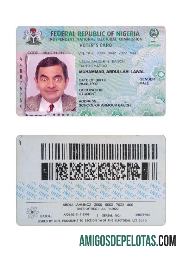 Nigeria Voter's Kartu Identitas desain