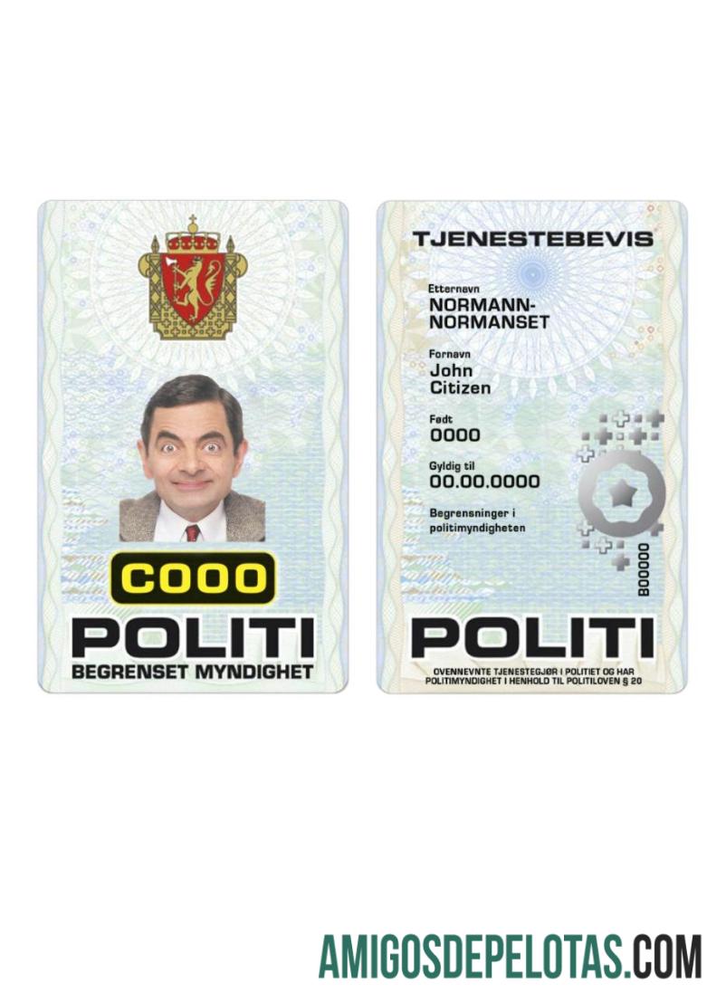 Norwegia Police Kartu Identitas templat