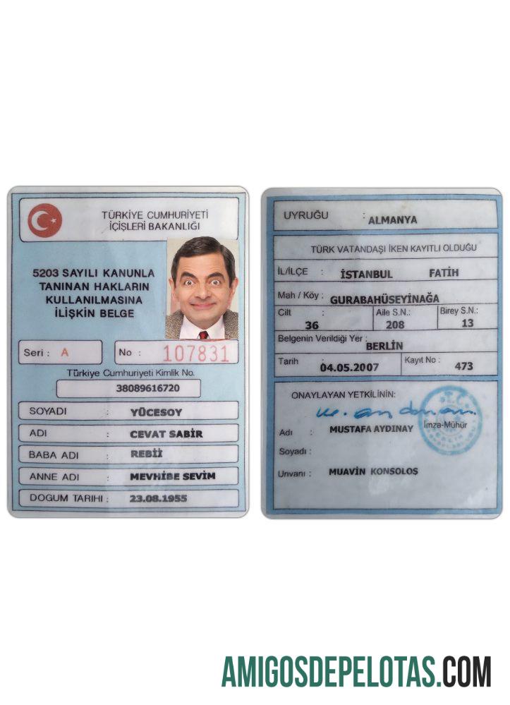 Turki ministry of internal affairs Kartu Identitas pratinjau