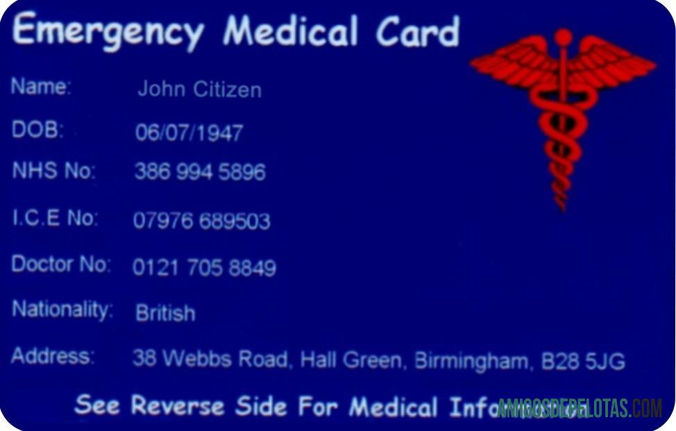 Inggris emergency medis kartu pratinjau