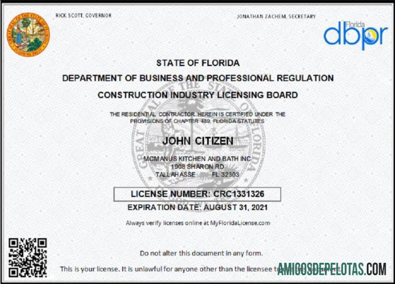 AS Florida kontraktor bisnis lisensi templat
