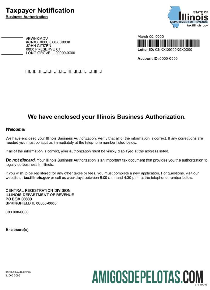 AS Illinois bisnis otorisasi,sertifikat of pendaftaran 1 templat