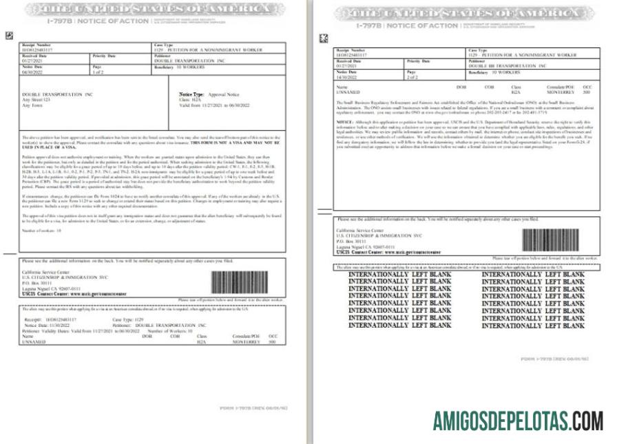 AS Notice of Action Formulir I 797B templat