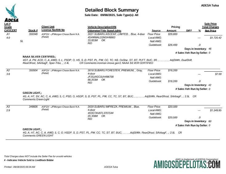 AS Oklahoma Adesa Auto Auction Tagihan of Sale 9 pages pratinjau