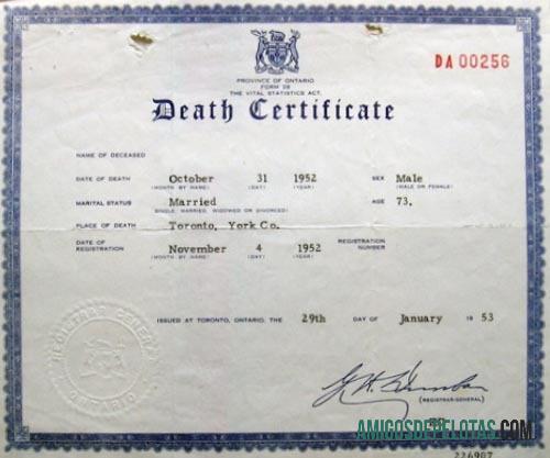 AS Ontario the vital Statistik registry kematian sertifikat desain