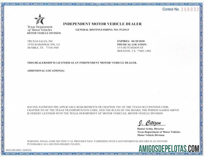 AS Texas Independent Motor Vehicle Dealer makering
