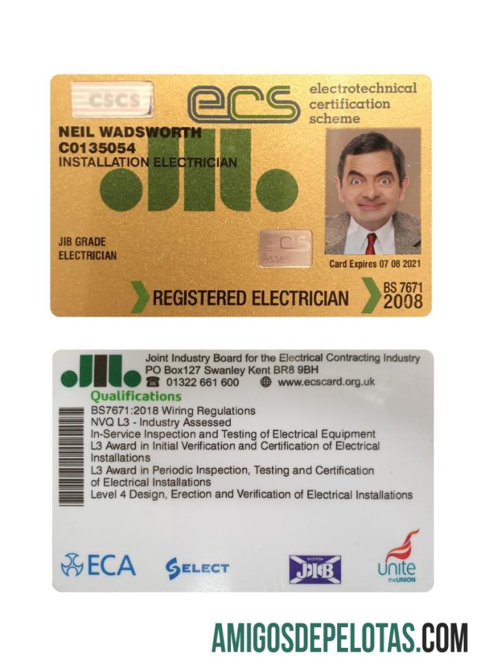 Inggris Raya electrotechnical Sertifikasi scheme (ECS) kartu makering