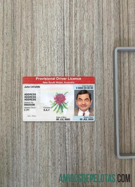 Australia Baru South Wales provisional Surat Izin Mengemudi tampilan foto depan templat