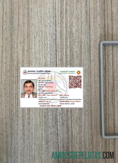 Bangladesh Non Profesional e Surat Izin Mengemudi tampilan foto depan sampel