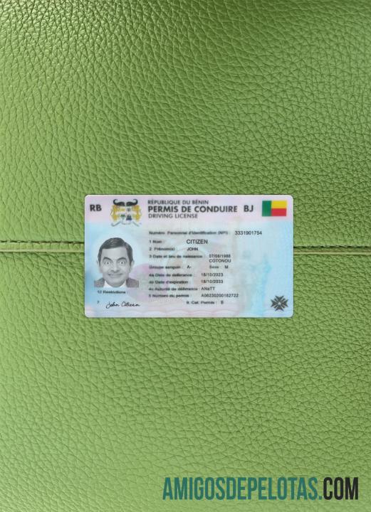 Benin Surat Izin Mengemudi tampilan foto tampilan foto depan sampel