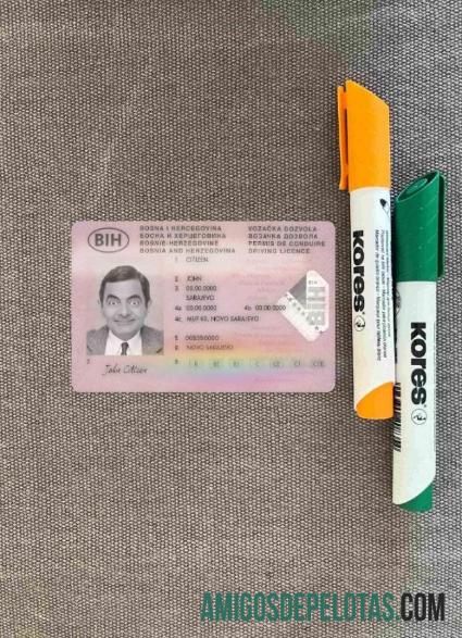 Bosnia dan Herzegovina Surat Izin Mengemudi tampilan foto depan desain