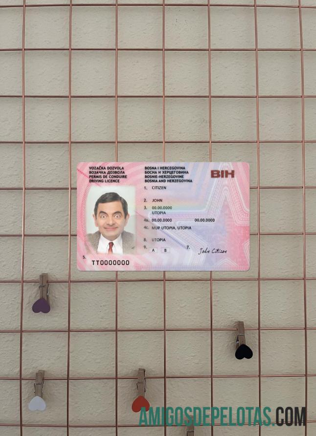 Bosnia dan Herzegovina Surat Izin Mengemudi versi 2 tampilan foto depan desain