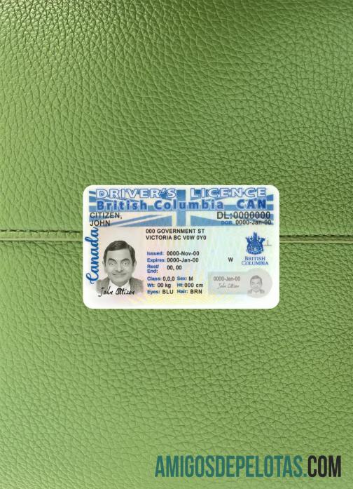 Kanada British Columbia Surat Izin Mengemudi Baru versi tampilan foto depan pratinjau