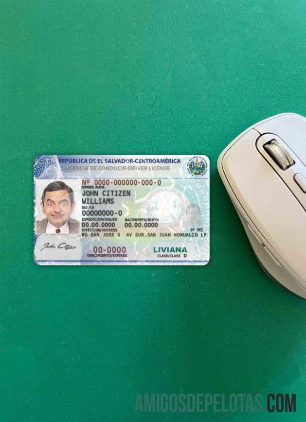 El Salvador Surat Izin Mengemudi tampilan foto depan desain