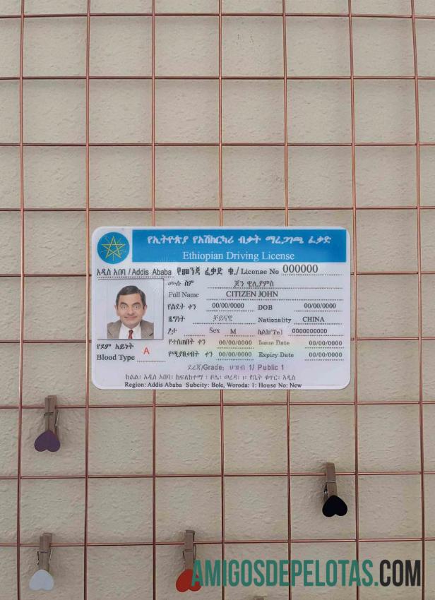 Etiopia Surat Izin Mengemudi tampilan foto depan templat