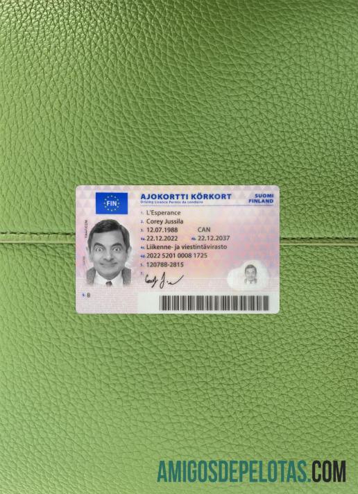 Finlandia Surat Izin Mengemudi 2022 sekarang tampilan foto depan desain