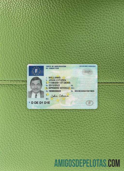 Prancis Surat Izin Mengemudi 2022 sekarang tampilan foto depan sampel
