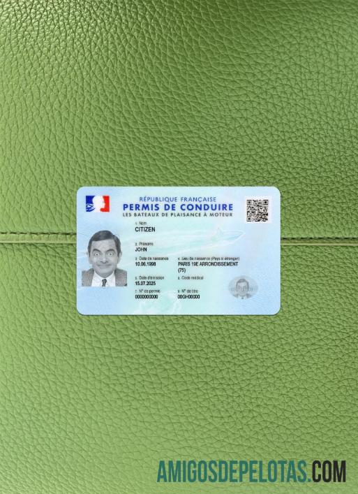 Prancis Surat Izin Mengemudi 2025 sekarang tampilan foto depan templat