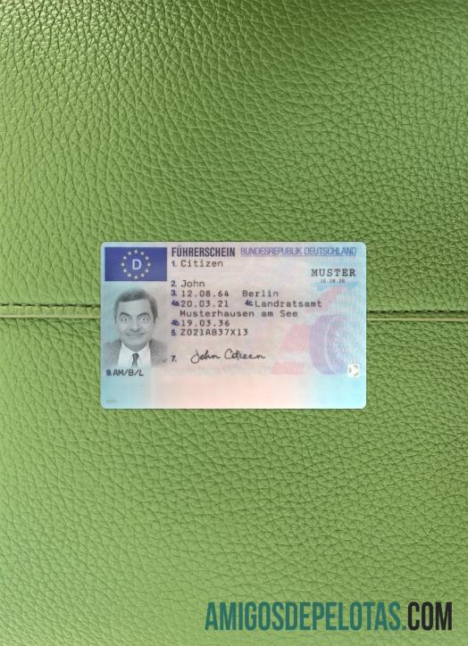 Jerman Surat Izin Mengemudi 2021 sekarang tampilan foto depan templat
