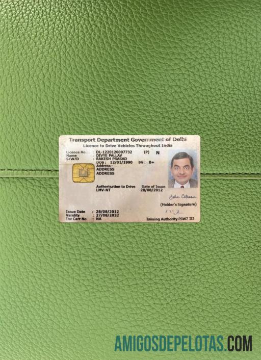 India Delhi Surat Izin Mengemudi tampilan foto depan makering