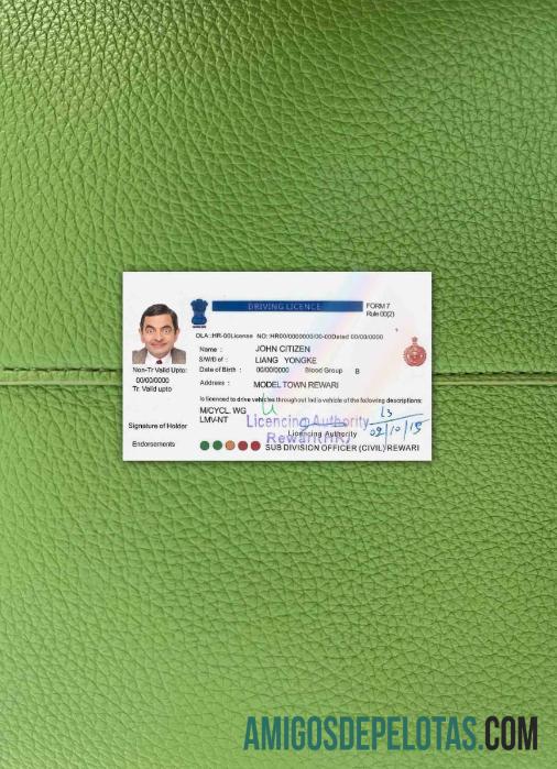 India Surat Izin Mengemudi versi 5 tampilan foto depan makering