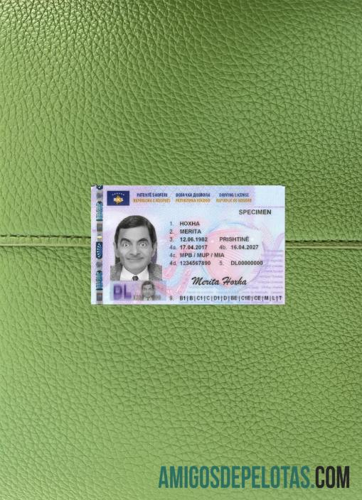 Kosovo Surat Izin Mengemudi 2017 sekarang tampilan foto depan sampel