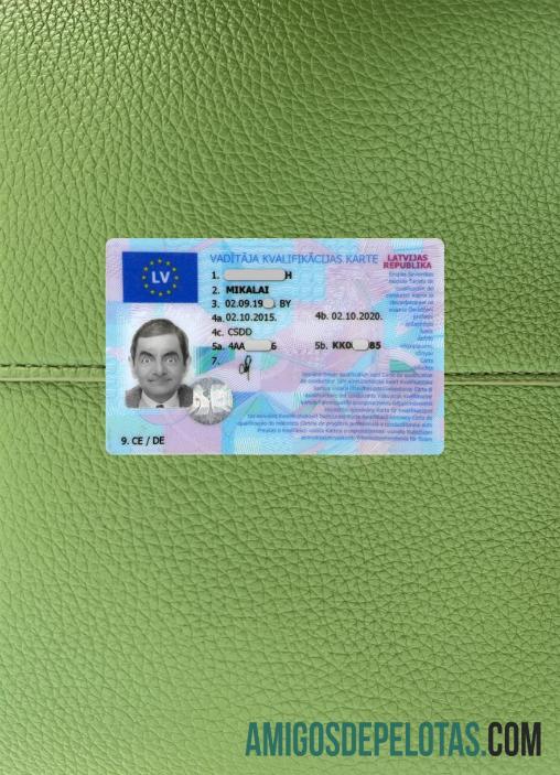 Latvia Surat Izin Mengemudi tampilan foto depan makering