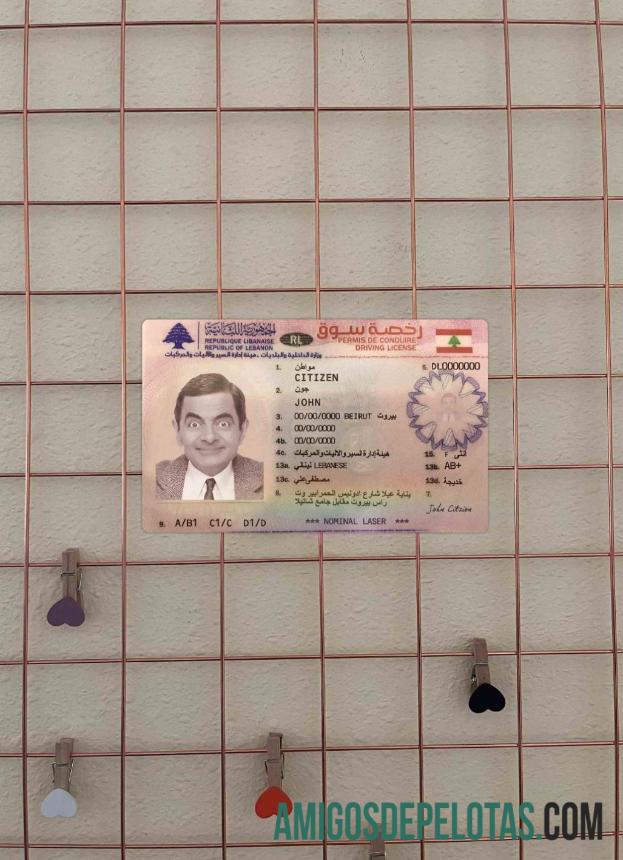 Lebanon Surat Izin Mengemudi versi 2 tampilan foto depan pratinjau