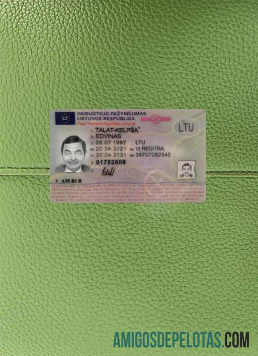 Lituania Surat Izin Mengemudi 2021 sekarang tampilan foto depan templat