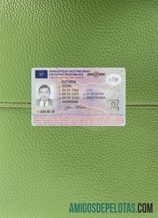 Lituania Surat Izin Mengemudi 2023 sekarang tampilan foto depan templat