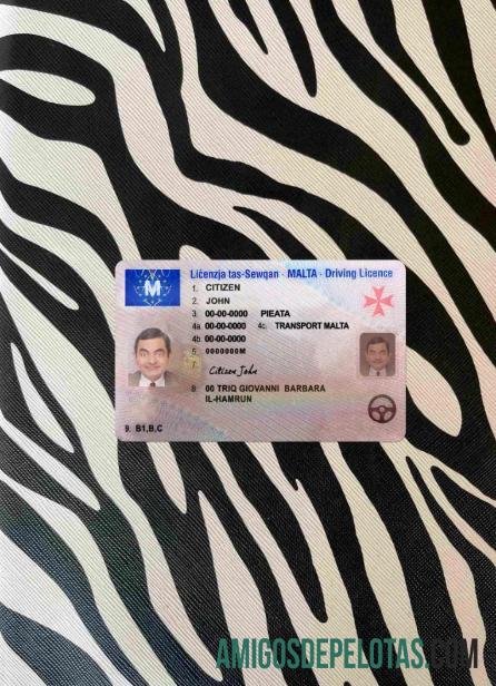 Malta Surat Izin Mengemudi tampilan foto depan sampel