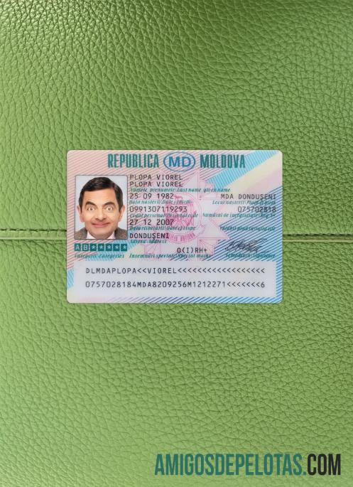 Moldova Surat Izin Mengemudi tampilan foto depan makering