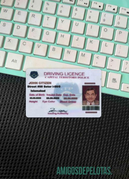 Pakistan (Islamabad) Surat Izin Mengemudi versi 2 tampilan foto depan sampel