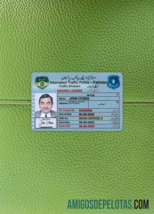 Pakistan Islamabad Surat Izin Mengemudi tampilan foto depan pratinjau
