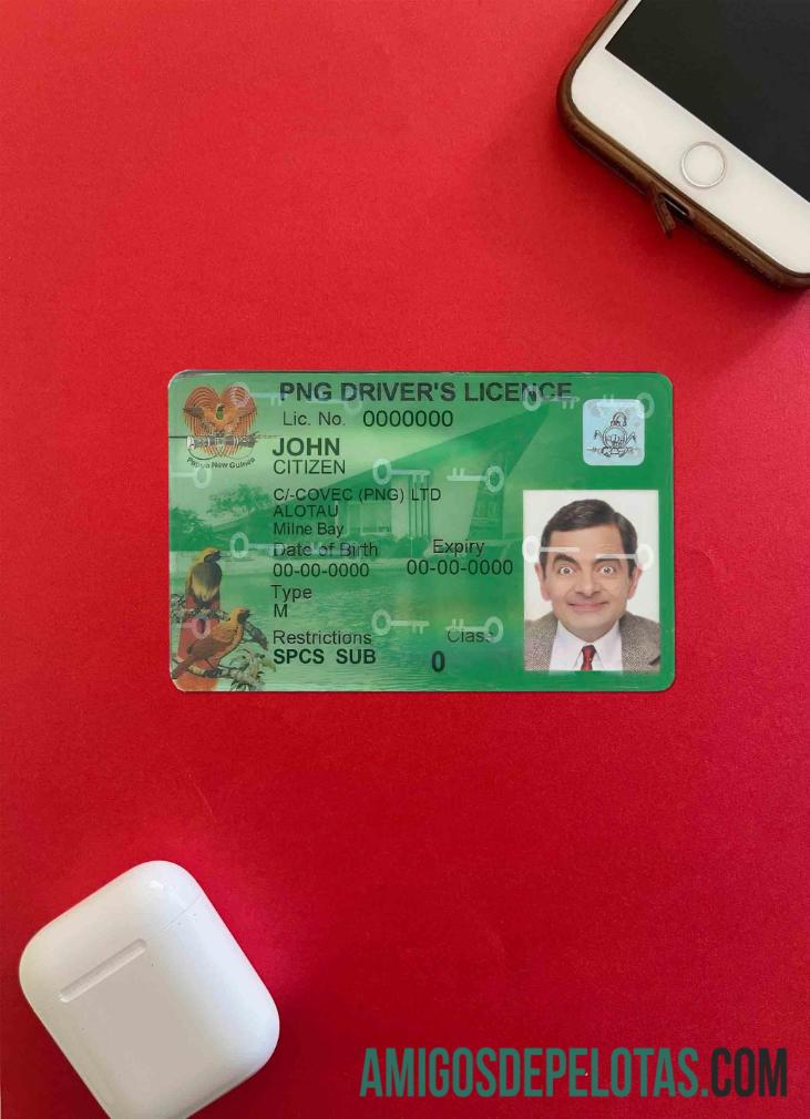 Premium Papua Nugini Surat Izin Mengemudi templat in PSD format, 2020 ΓÇô sekarang tampilan foto depan