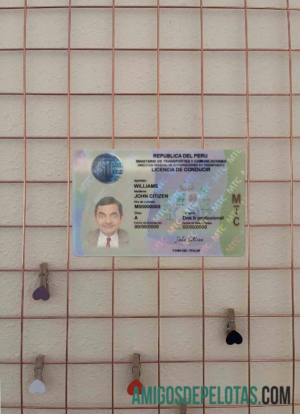 Peru Surat Izin Mengemudi tampilan foto depan pratinjau