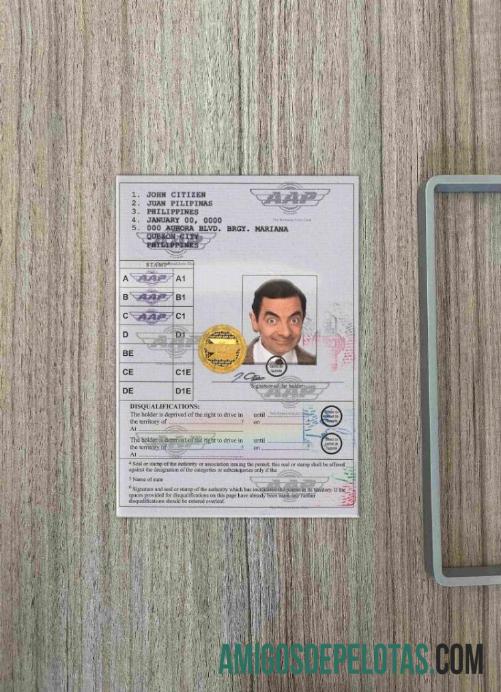 Filipina International mengemudi izin (Vienna Convention format) tampilan foto pratinjau
