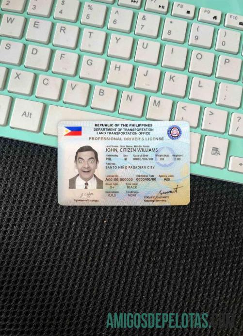 Filipina Surat Izin Mengemudi tampilan foto depan sampel