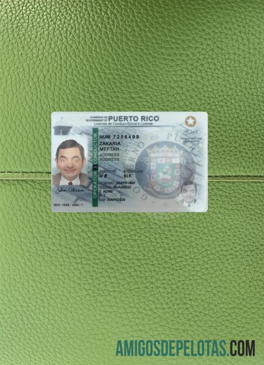 Puerto Riko Surat Izin Mengemudi 2022 sekarang tampilan foto depan pratinjau