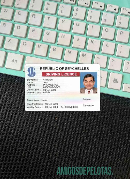 Seychelles Surat Izin Mengemudi tampilan foto depan makering